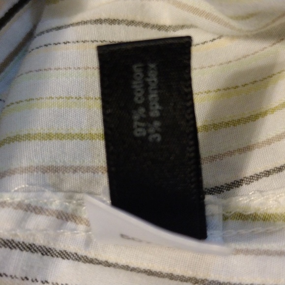 Pinstripe button cuff long sleeve tapered waist point collar button down blouse - Picture 7 of 7